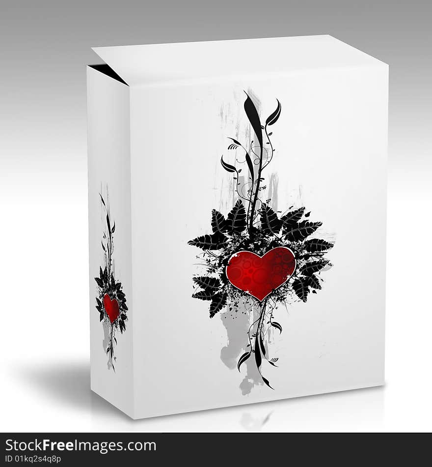 White box with a heart design