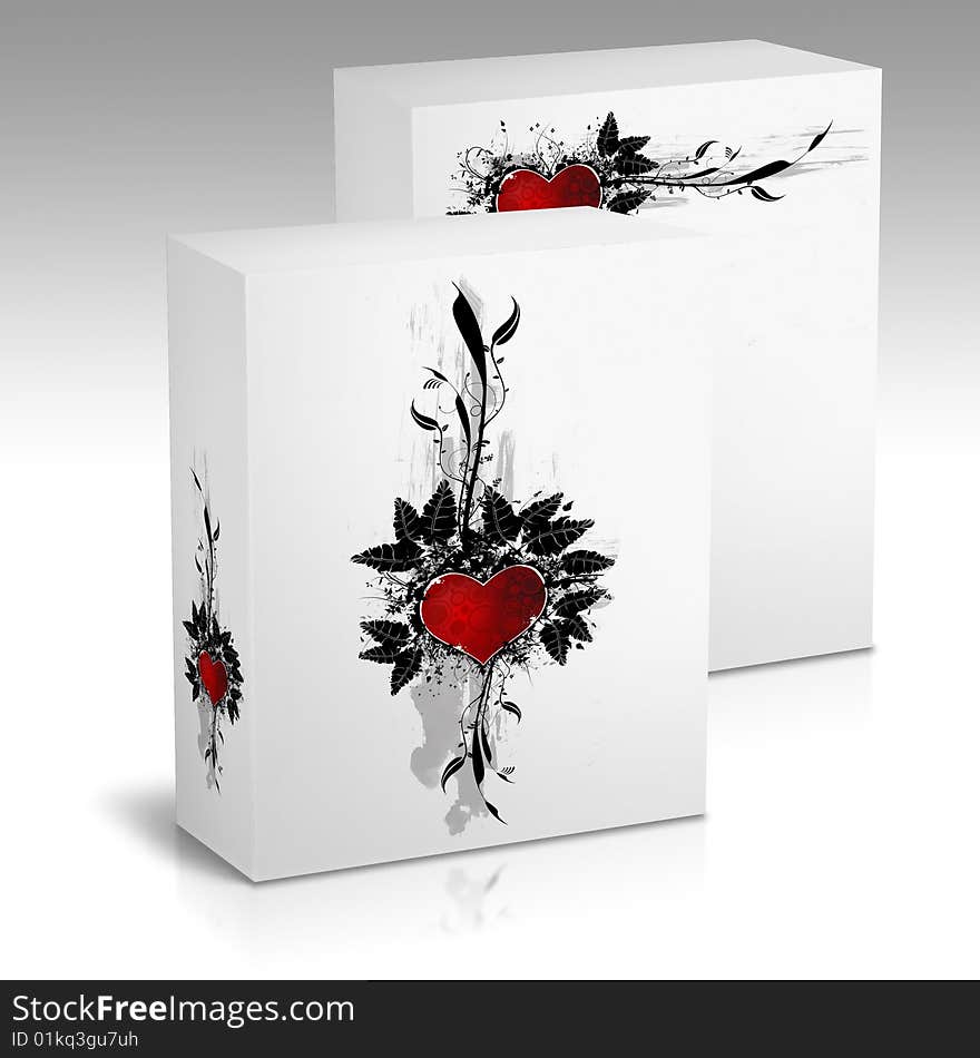 White box with a heart design