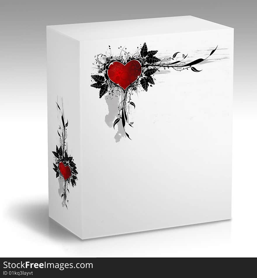 White box with a heart design