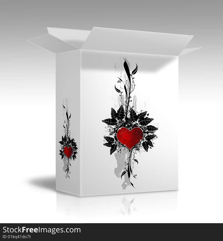 White box with a heart design