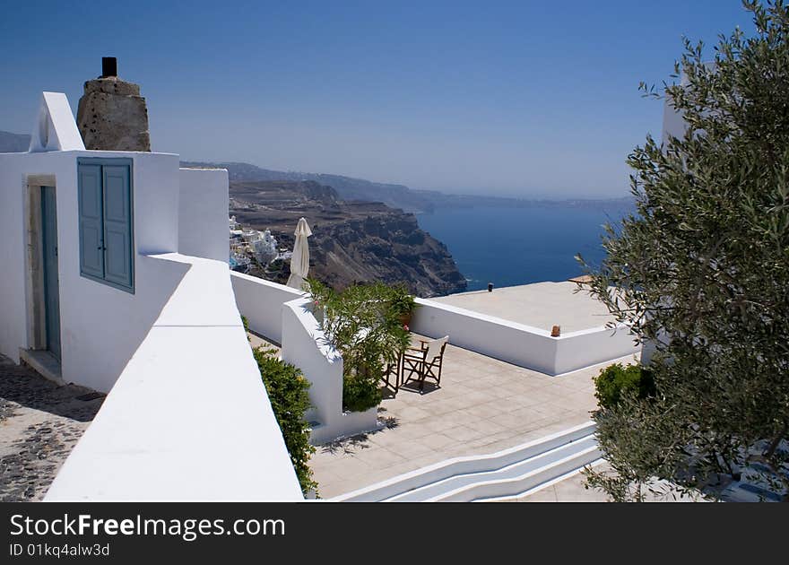 View of Thira, Santorini, Greece.