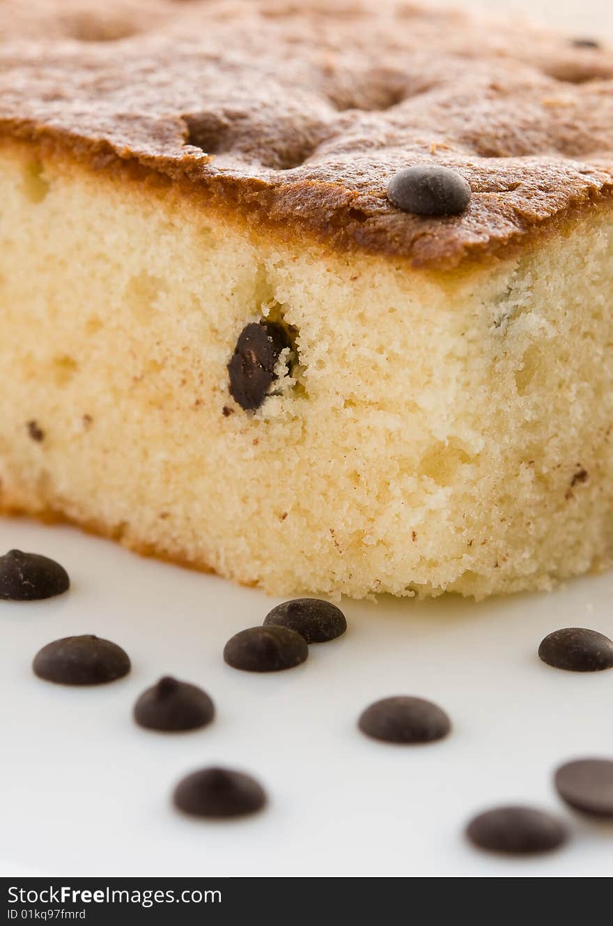 Biscuits with a piece of chocolate lentils. Biscuits with a piece of chocolate lentils