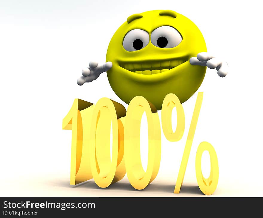 Happy Cartoon who has 100 per cent. Happy Cartoon who has 100 per cent.