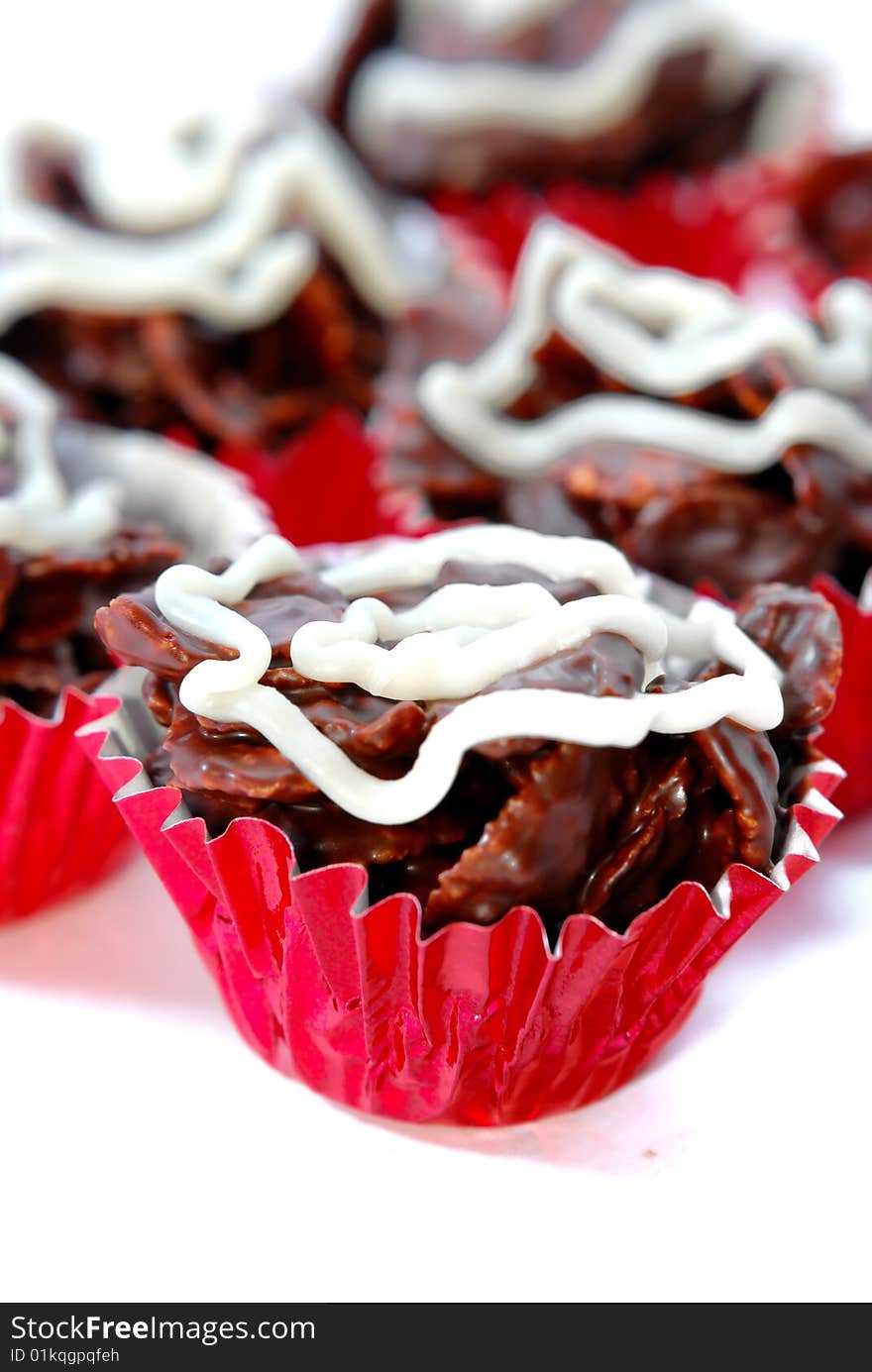 Closeup Black Chocolate Almond Cookies. Closeup Black Chocolate Almond Cookies