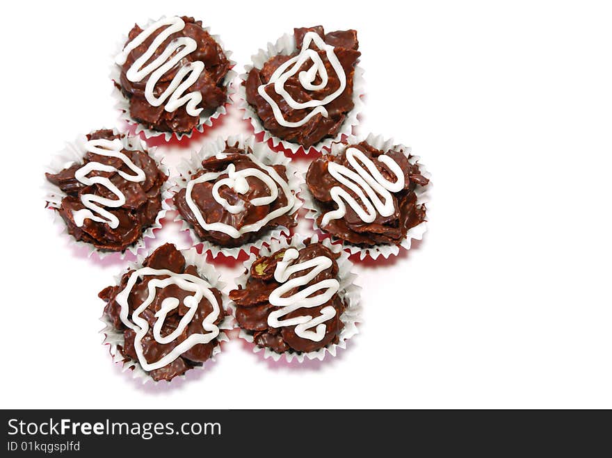 Closeup Black Chocolate Almond Cookies. Closeup Black Chocolate Almond Cookies