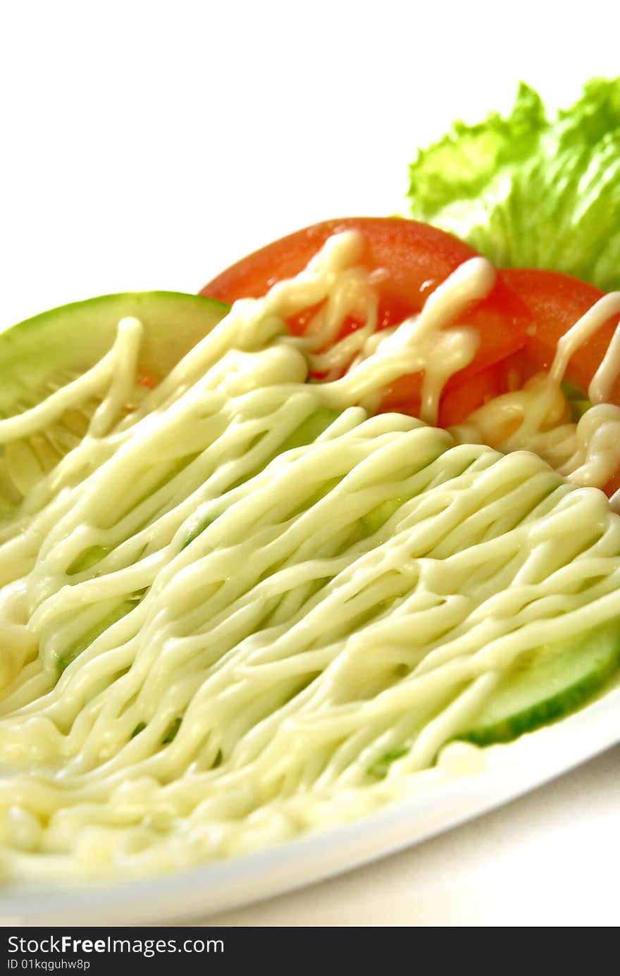 Mixed Organic Vegetable Salad with mayonnaise sauce. Mixed Organic Vegetable Salad with mayonnaise sauce