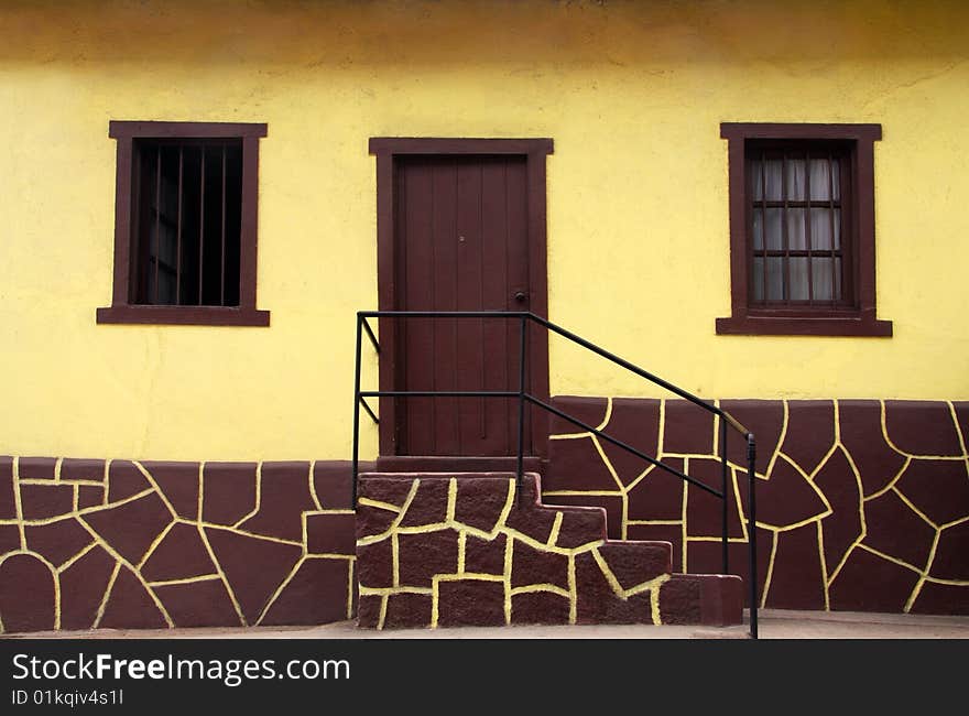 Yellow and brown house in Valparaiso, Chile. Yellow and brown house in Valparaiso, Chile