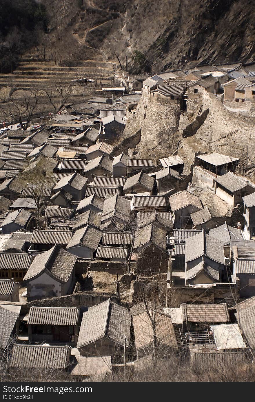 Old Chinese Traditional Village Panorama