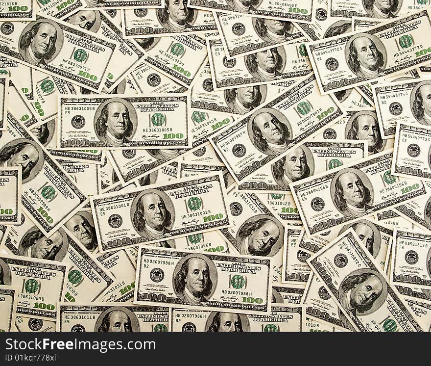 The background of the 100-dollar bills. The background of the 100-dollar bills.