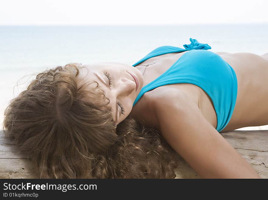 Portrait of young beautiful woman having good time in summer environment. Portrait of young beautiful woman having good time in summer environment