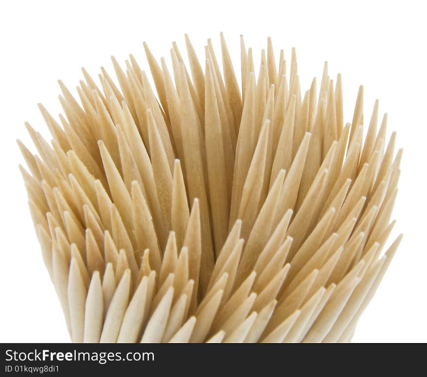 Wood toothpicks isolated on a white background