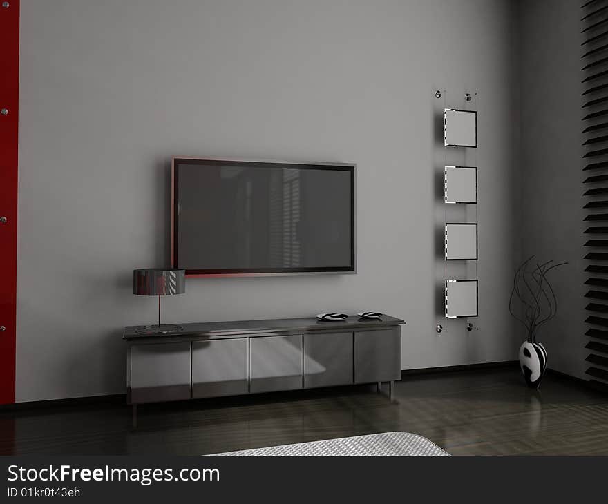 Modern interior of living room 3D