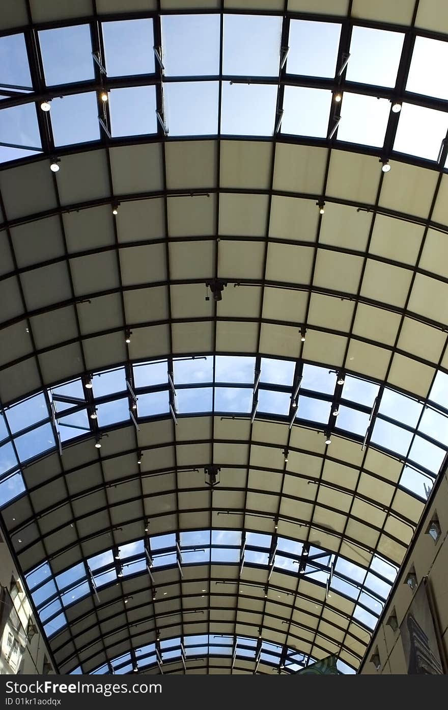 Modern roof covering new shopping mall in Wroclaw city, Poland.