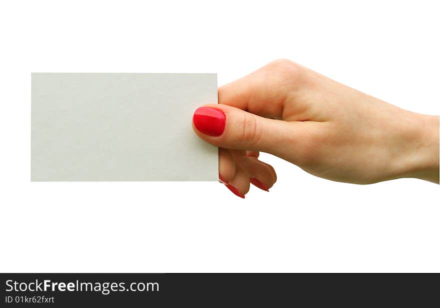 A card blank in a hand