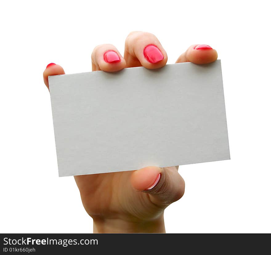 A card blank in a hand