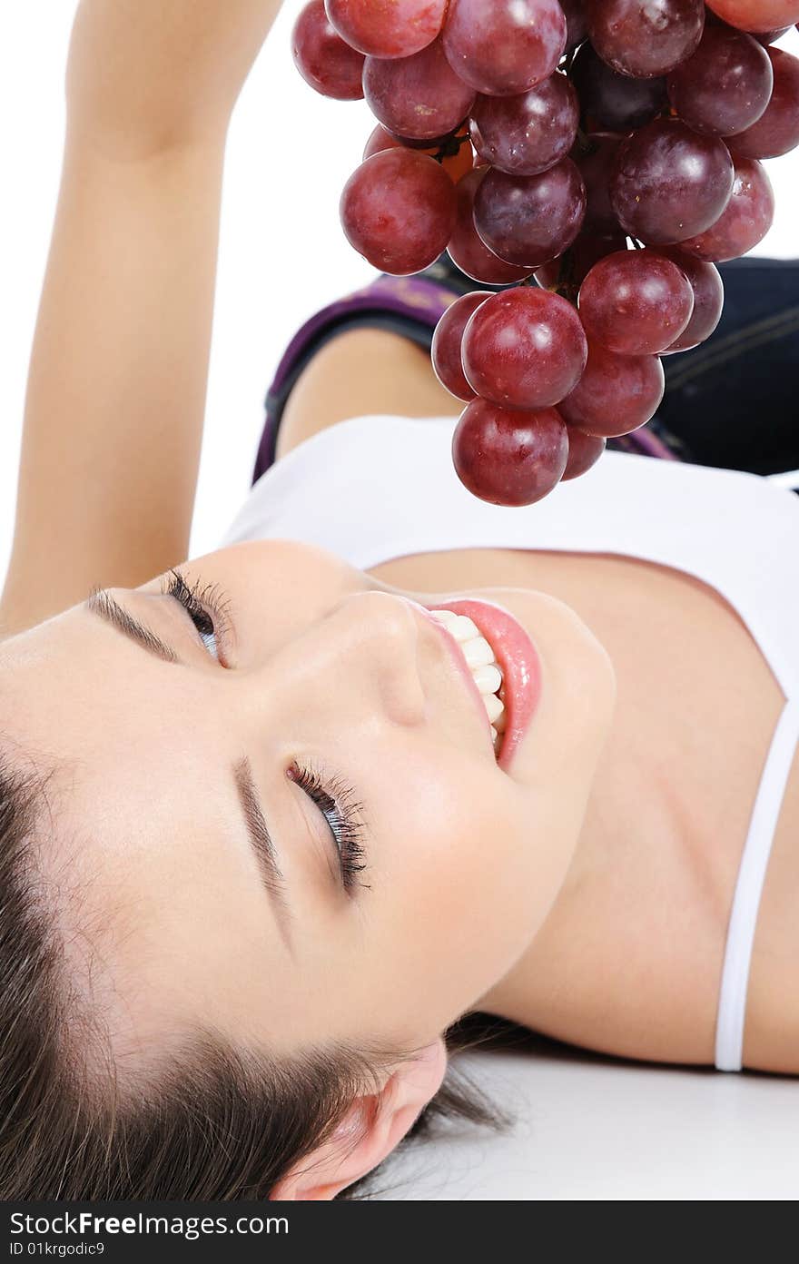 Fresh Bunch Of Grapes In Human Hands