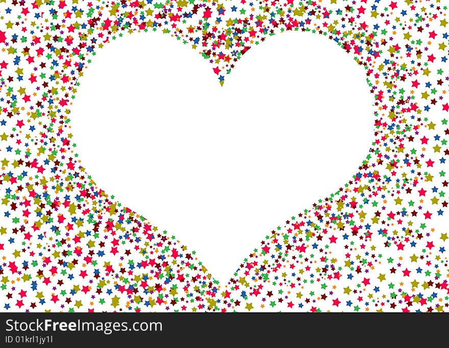 Heart background with stars isolate illustration