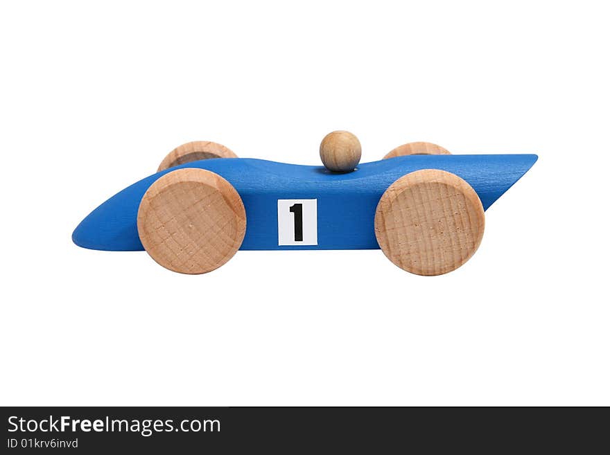 Wooden race car isolated