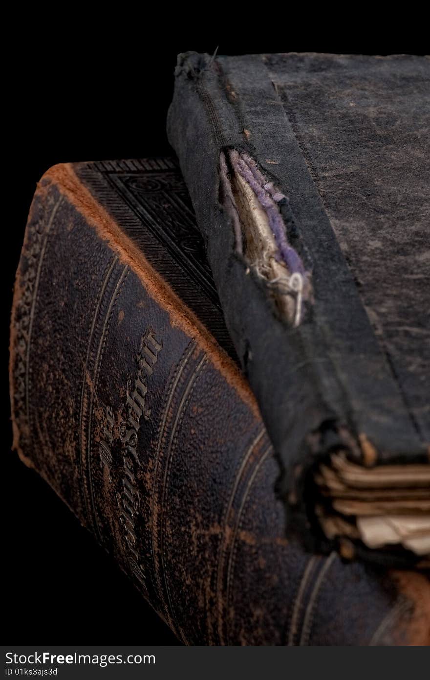 Ancient books, siolated on a black background. Ancient books, siolated on a black background