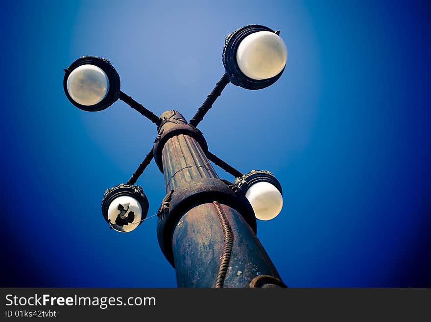 Old streetlight with polarized sky. Old streetlight with polarized sky