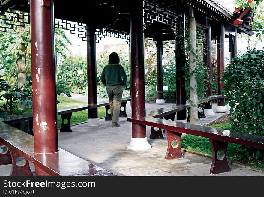 Traditional long corridor in the garden of China. Traditional long corridor in the garden of China.