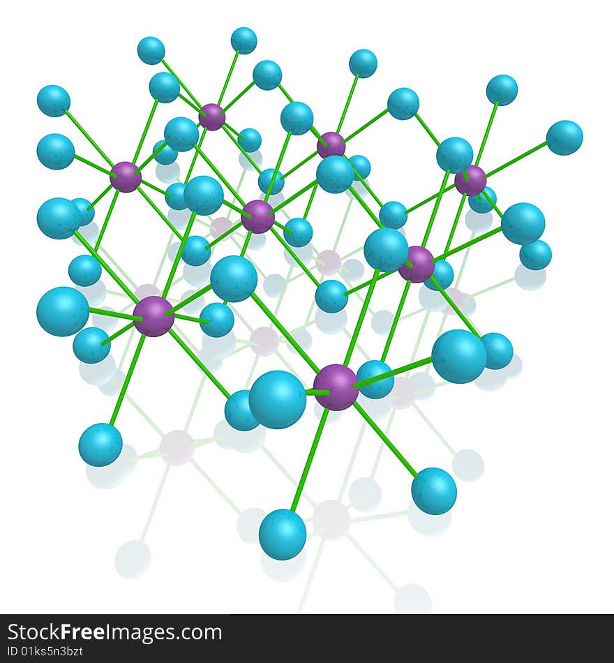 Model of a molecule from color spheres and rod