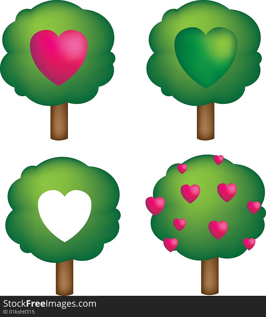 A collection of 4 simple vectors that illustrate loving the environment and nature. A collection of 4 simple vectors that illustrate loving the environment and nature