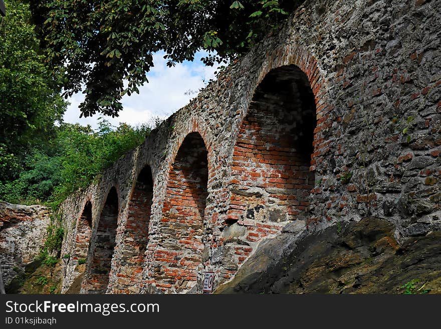 Red Brick Arches Of Medieval Castle