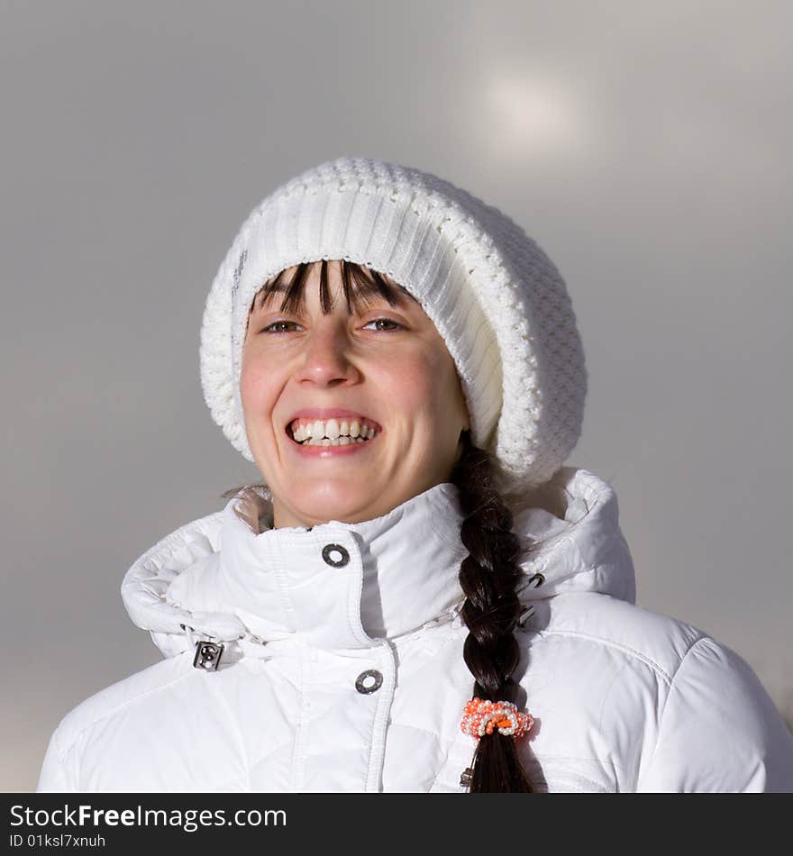 Winter portrait of a happy girl. Winter portrait of a happy girl