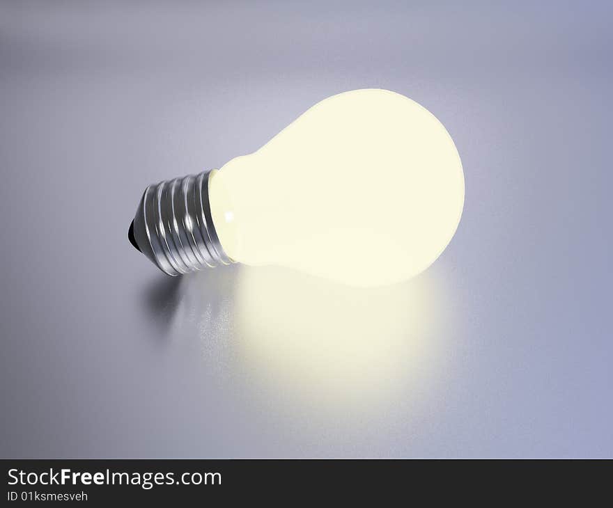 Usual bulb with soft yellow shine on violet background. Usual bulb with soft yellow shine on violet background