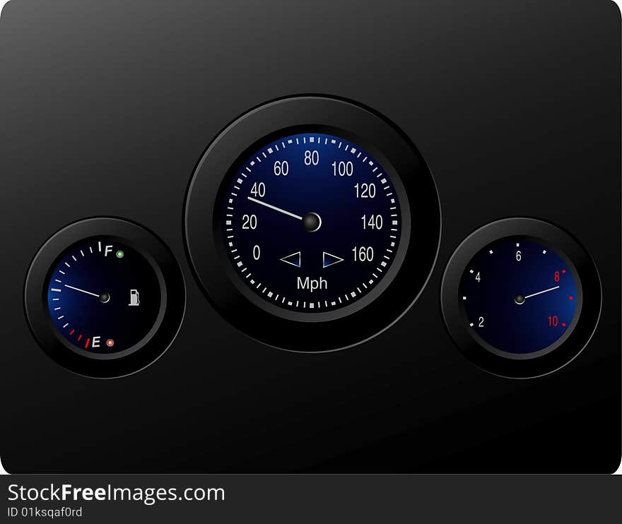 Vector speedometer isolated on black