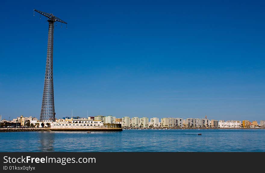 Massive power lines with Cadiz in Background