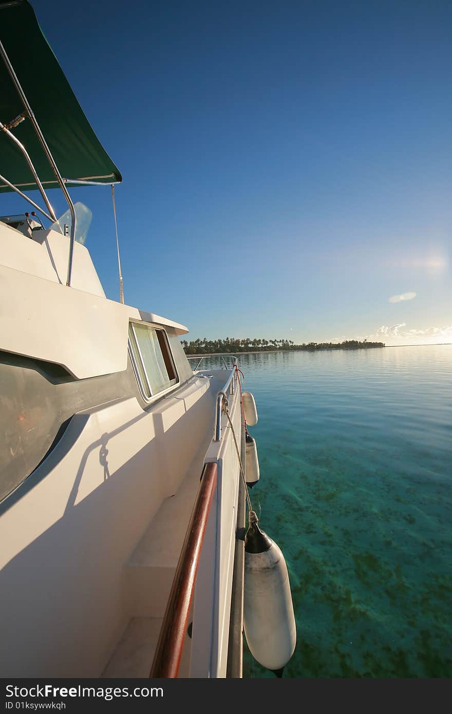 Power boat at anchor