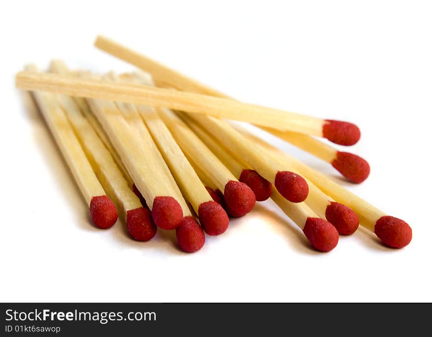 Close up image of a pile of red matches. Close up image of a pile of red matches