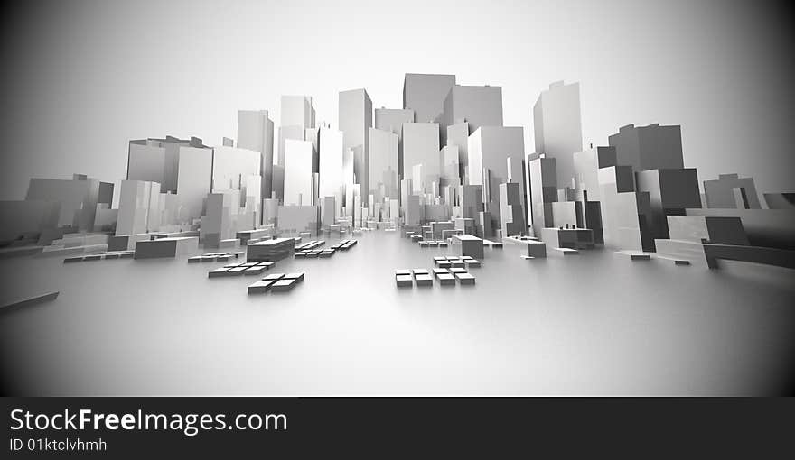 Bordered cityscape, ready to use for designers and publishers.