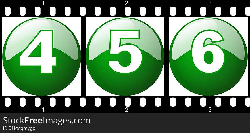 4,5,6 green number film strip, ready to use for designers and publishers.