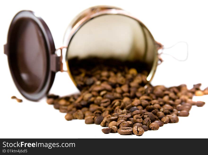 Aromatic sweet coffee in white background