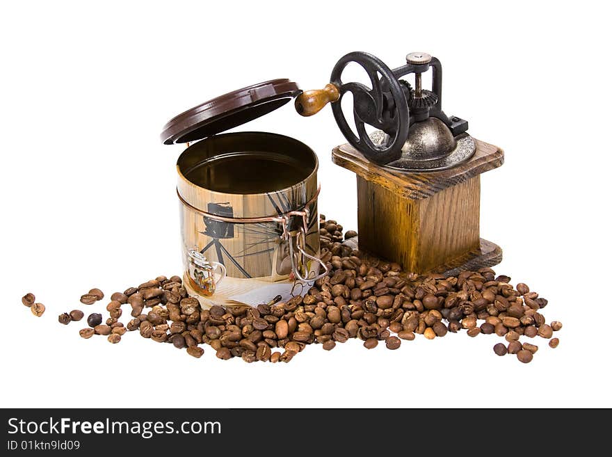 Aromatic sweet coffee in white background