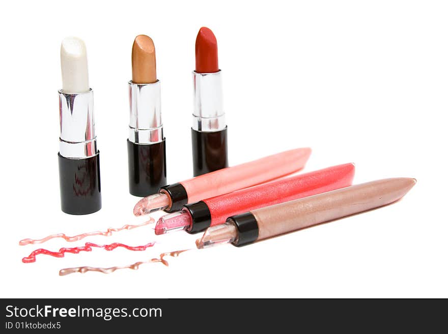 Make- up set on white background. Make- up set on white background