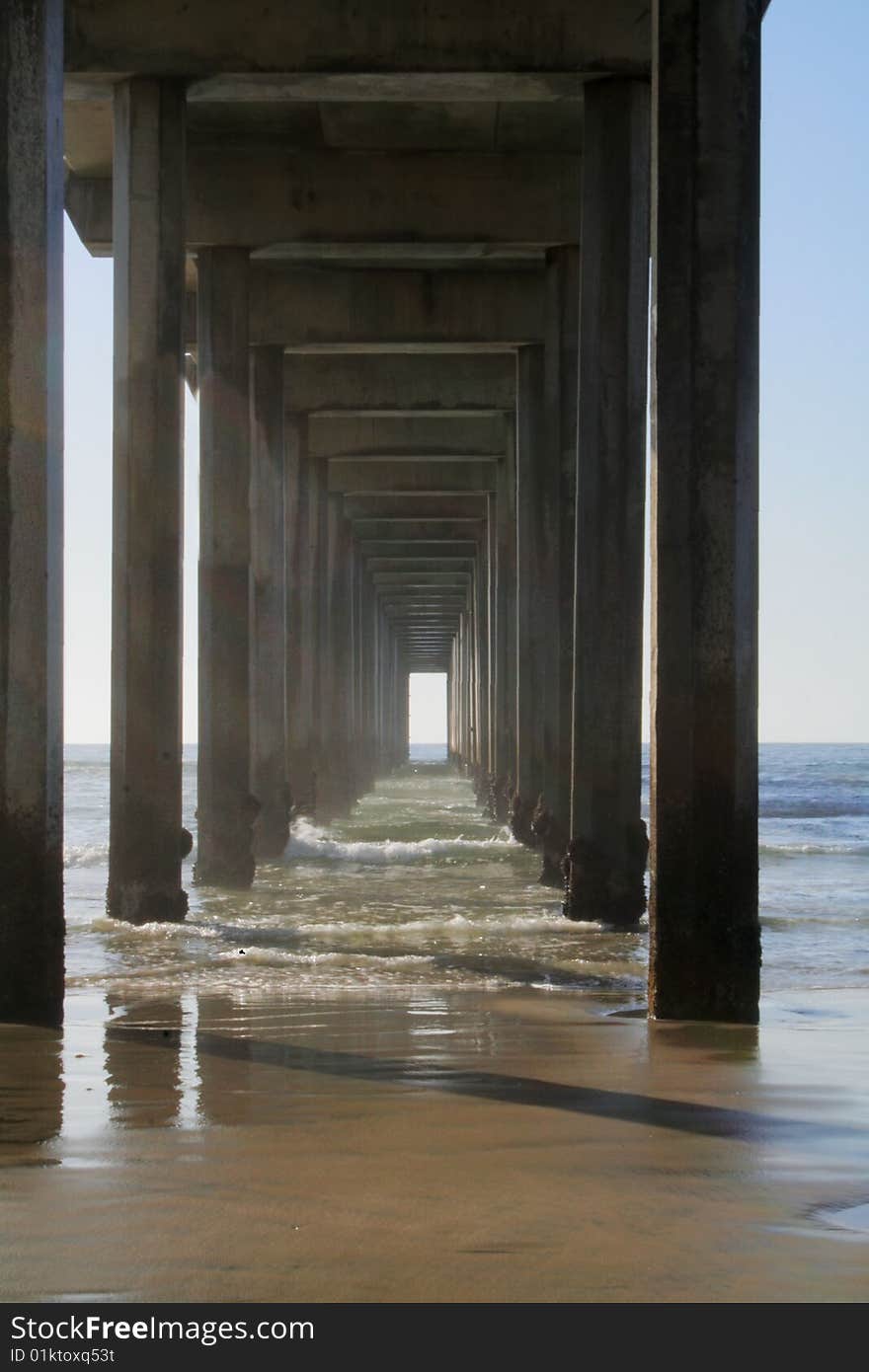 View of underside of pier and pier supports. View of underside of pier and pier supports