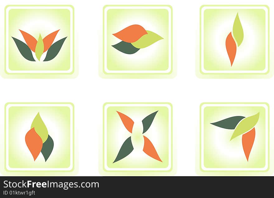 Set of glossy vector-icons - 6 items. Set of glossy vector-icons - 6 items