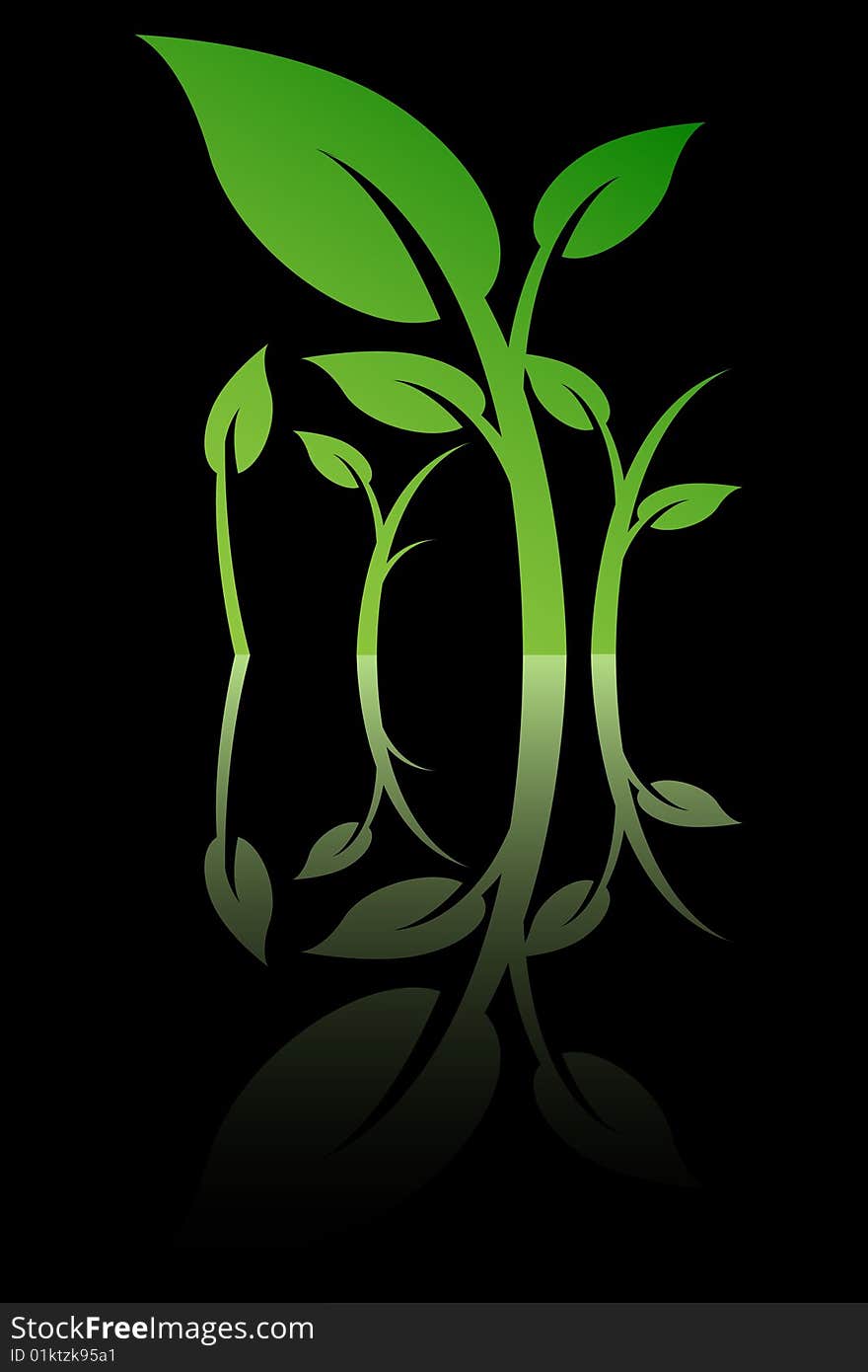 Leaves on black background, vector illustration