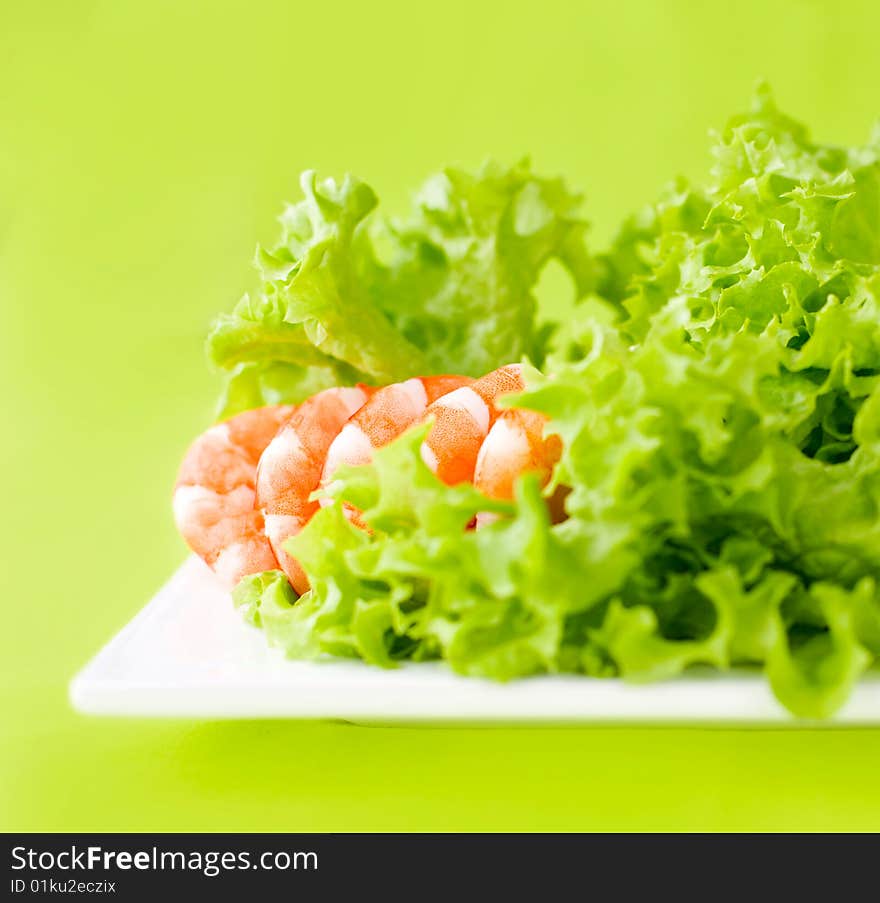 Fresh green salad with prawns. Fresh green salad with prawns