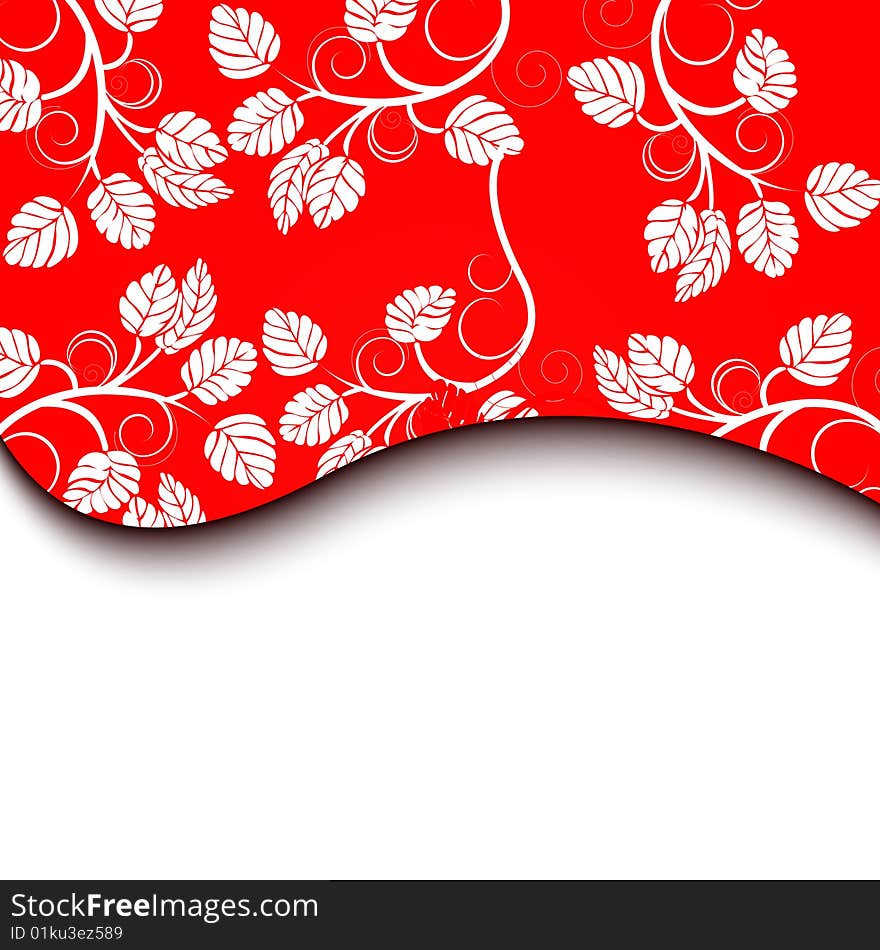 Red floral background, vector illustration