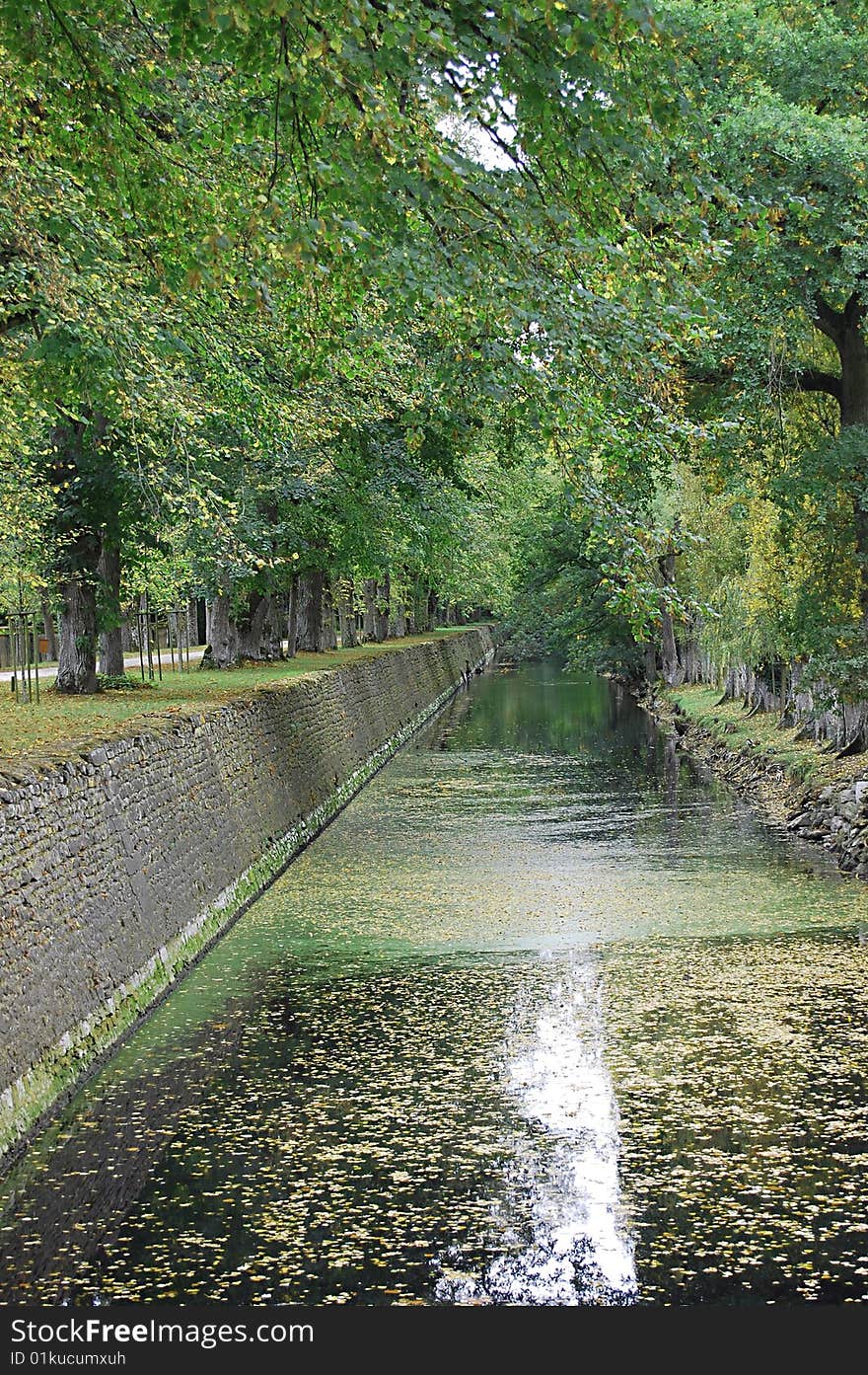 Magnificent autumn in park of castle Chenonceau