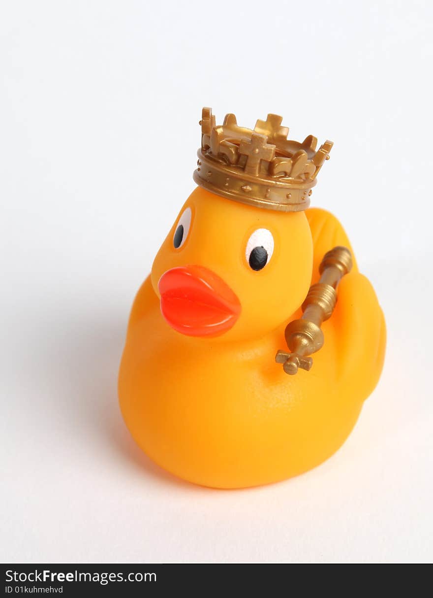 A rubber duck with a crown and sceptre. A rubber duck with a crown and sceptre.