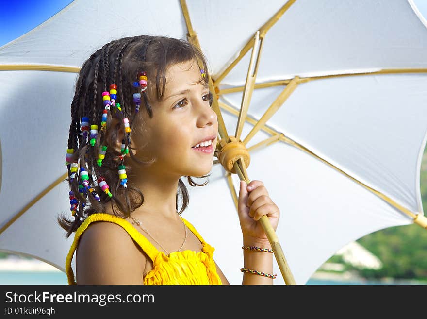 Portrait of little girl having good time in summer environment. Portrait of little girl having good time in summer environment