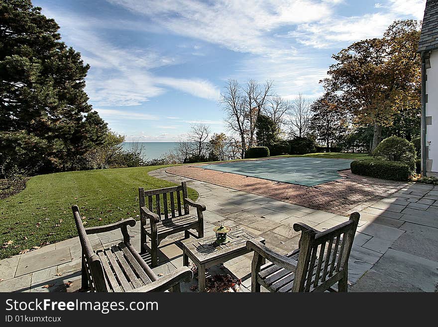 Back yard with lake view