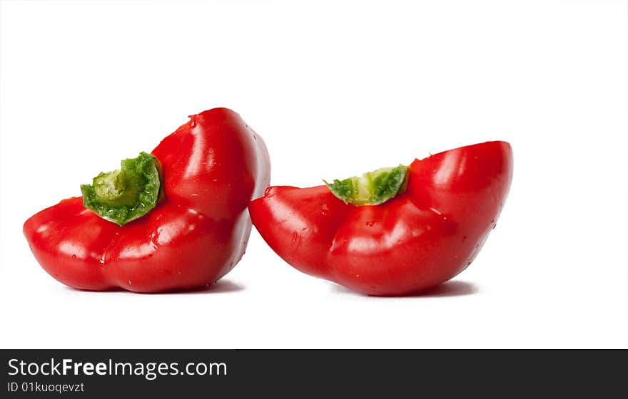 Red sweet pepper on a white background