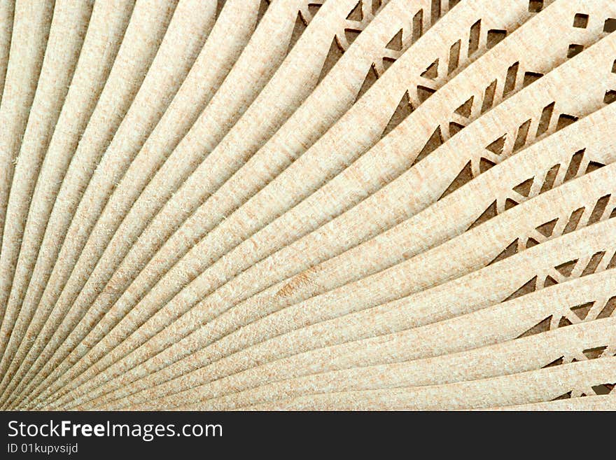 Decorative wooden Japanese fan with ornament